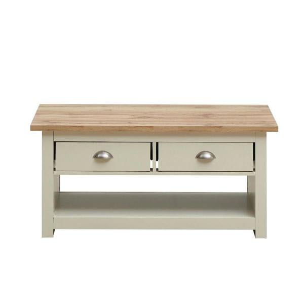 Timber Art Design Lisbon Living Room 2 Drawer Coffee Table Cream Storage Furniture
