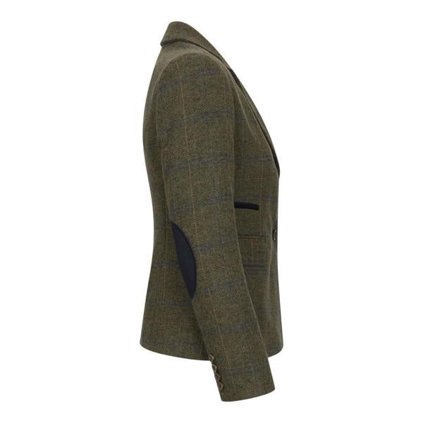 TruClothing Women's Olive Tailored Fit Tweed Blazer in Herringbone Check