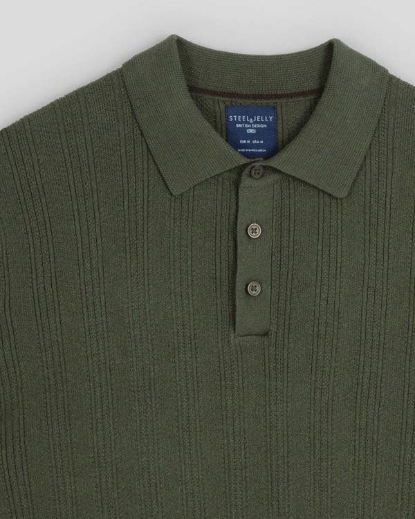 Steel & Jelly Textured Stripe Short Sleeve Polo Shirt