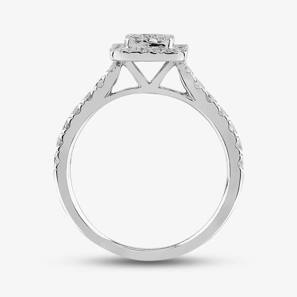 T. H. Baker 9ct White Gold Diamond Oblong Cluster Ring TH012596R