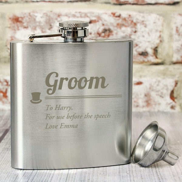 Personalised Memento Company Personalised Groom Hip Flask