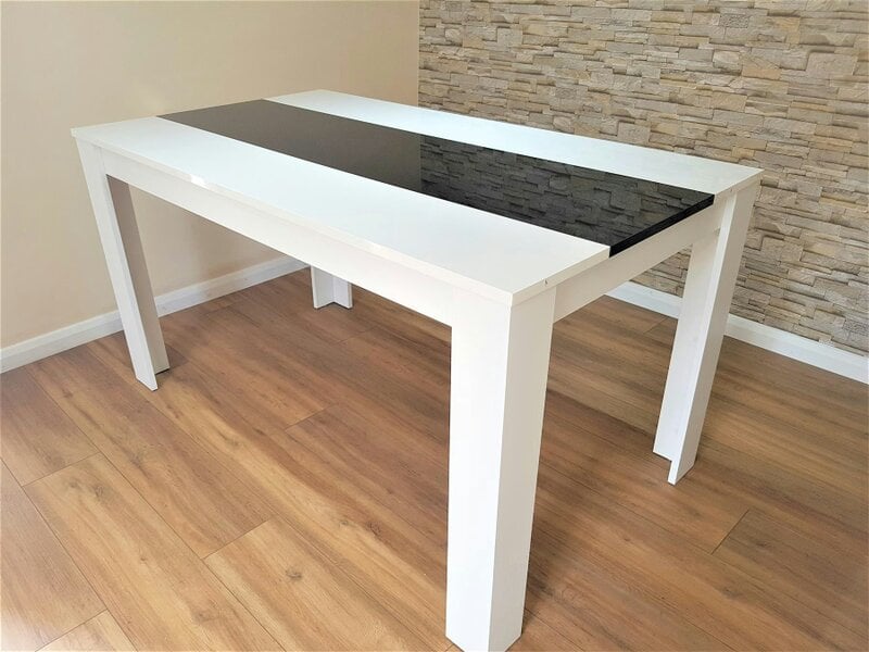 Kosy Koala Dining Table Wood Kitchen Place for 4 Seats, Dining Table Only (White and Black H 75 x L 117 x W 77 cm)