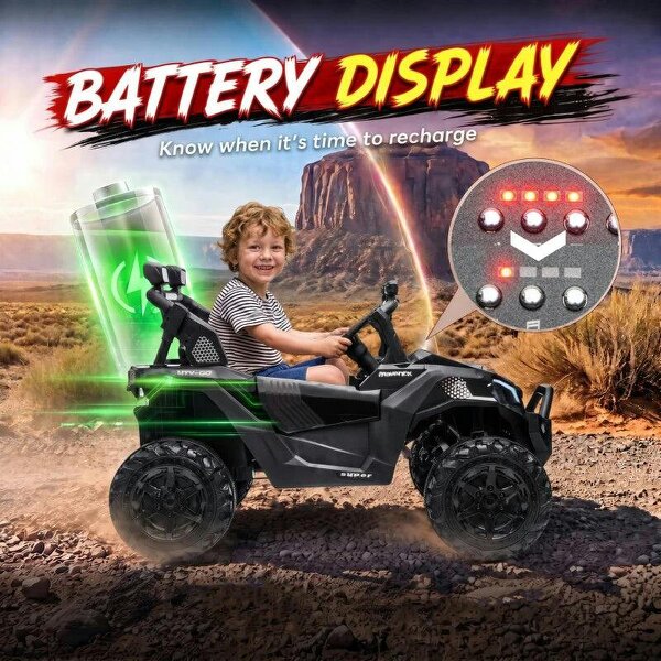 24V 2 Seater Ride On Truck Car for Big Kids with Remote Control, Dual Motors, 4-Wheel Suspension for Ages 3-8, Black