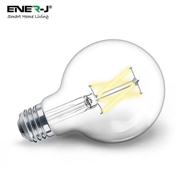 Ener-J Smart WiFi E27 LED Filament Bulb, 806lm 8.5W Dimmable CCT Golden G95 Globe, Works with Alexa & Google Assistant | Pack of 3