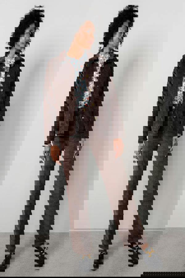 Lily & Me Strachan Stretch Cord Wide Leg Trouser Chocolate