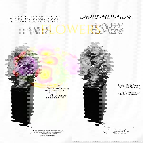 Memorials Direct Premium Artificial Grave Flowers – 25cm Lilac/Pink Peony With Anemone | Memorial Vase Pot