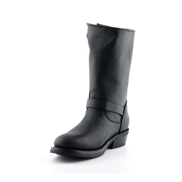 Grinders Unisex Black Smooth Sole Western Leather Boots-Rebel