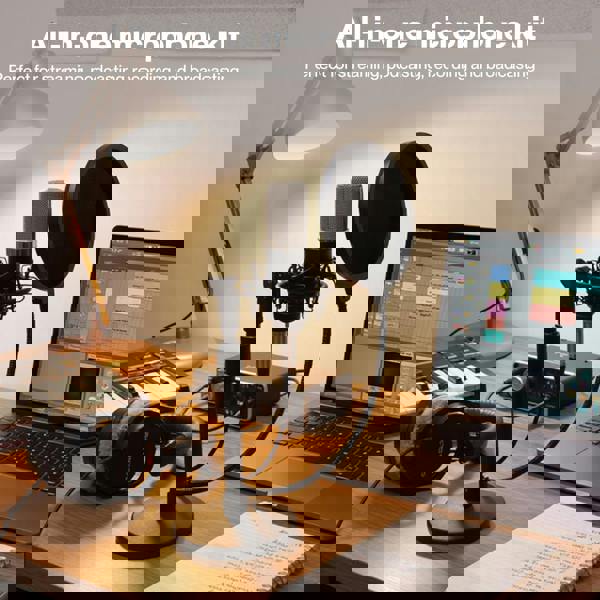 Levede Desktop Microphone Stand Adjustable Mic Clip Desk Pop Filter Shock Mount