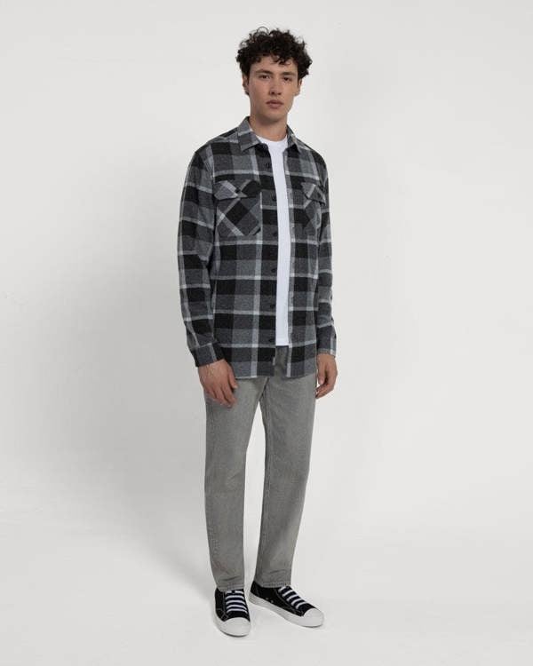 Larsson & Co Grey Melange Check Jersey Casual Overshirt