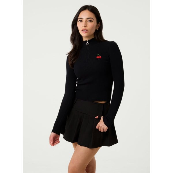 Pink Vanilla Cherry Stripe Half Zip Up Jumper