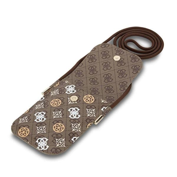 Guess PU 4G Peony Multicolour Universal Phone Pouch with Strap and Card Slot Brown - GUOWBP4PEWPW