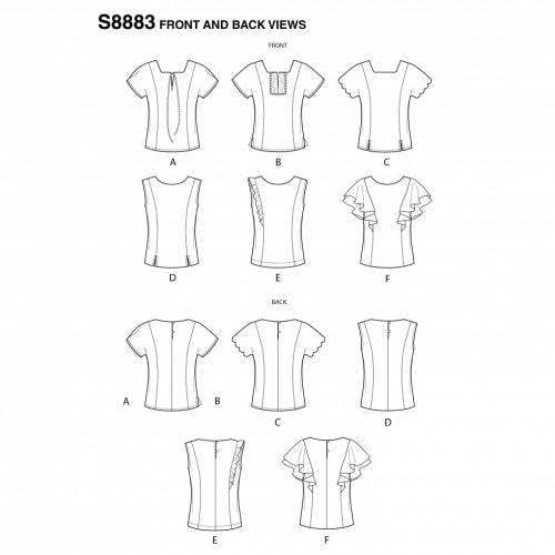 Simplicity Sewing Pattern 8883, Tops for Women, H5 (6-8-10-12-14) - Intermediate