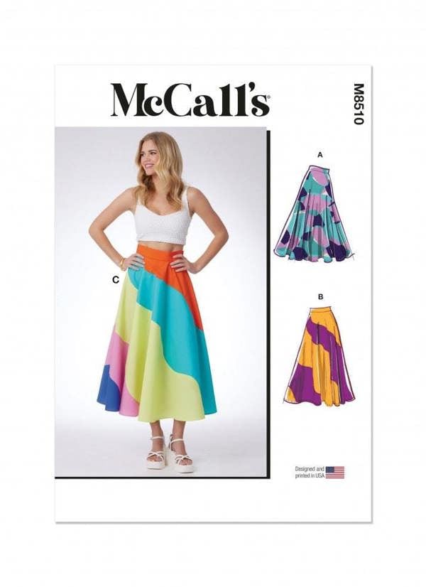 McCalls 8510 Paper Sewing Pattern – Women's Skirt, Intermediate