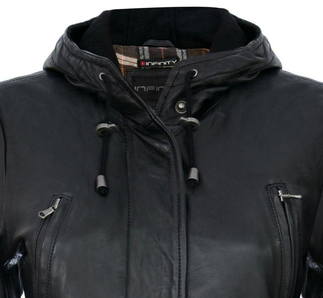 Infinity Leather Womens Leather Hooded Parka Jacket-Bucharest