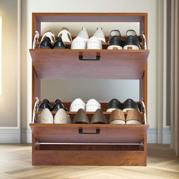 Rafaelo Mobilia 2 Drawer Shoe Storage Cabinet Oak