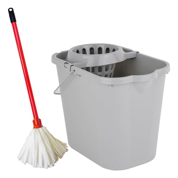 Strip Floor Mop Super Absorbent With Flock Head, Handle & Bucket