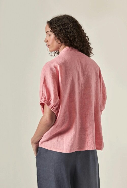 James Lakeland Relaxed Pink Linen Blouse
