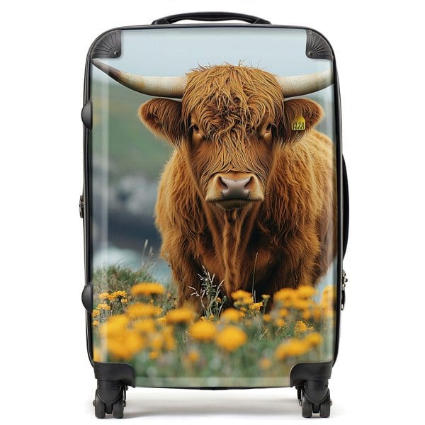 Warren Reed Highland Cow By The Coast Suitcase