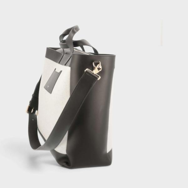 Burberry Two Way Ormond Canvas Leather Bag Beige Black
