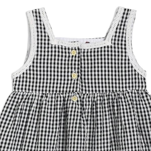 Mini Cuddles Baby Girls Checked Woven Dress, Black