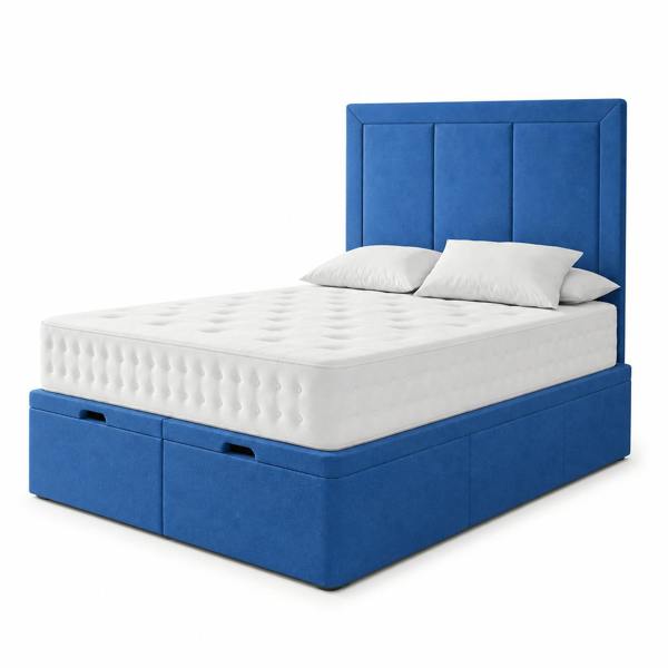 Great British Beds Panama Divan Ottoman Bed - Blue Plush