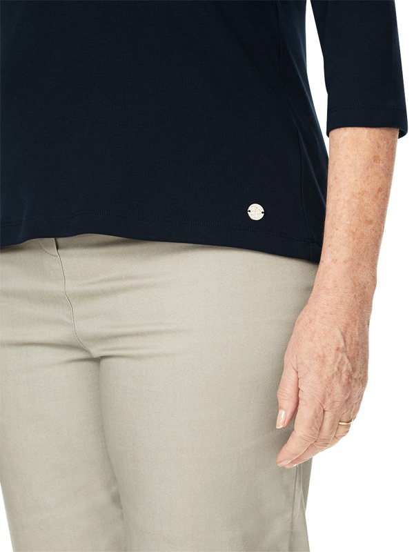 PennyPlain High Back Scoop Neck Top - Navy
