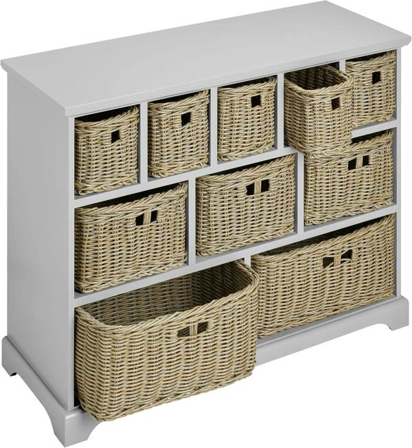 Statement Furniture Tetbury 10 Drawer Storage Unit with Strong Wicker Baskets