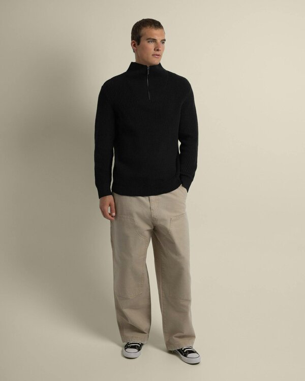 Larsson & Co Rib Panel Knitted 1/4 Zip Sweater