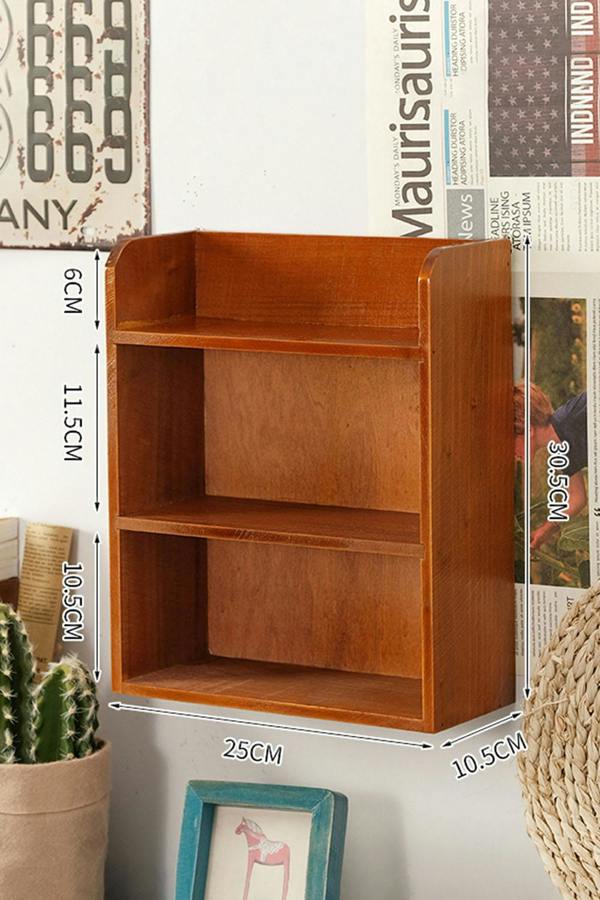 SHEONLY 3-Tier Retro Tabletop Wooden Storage Rack