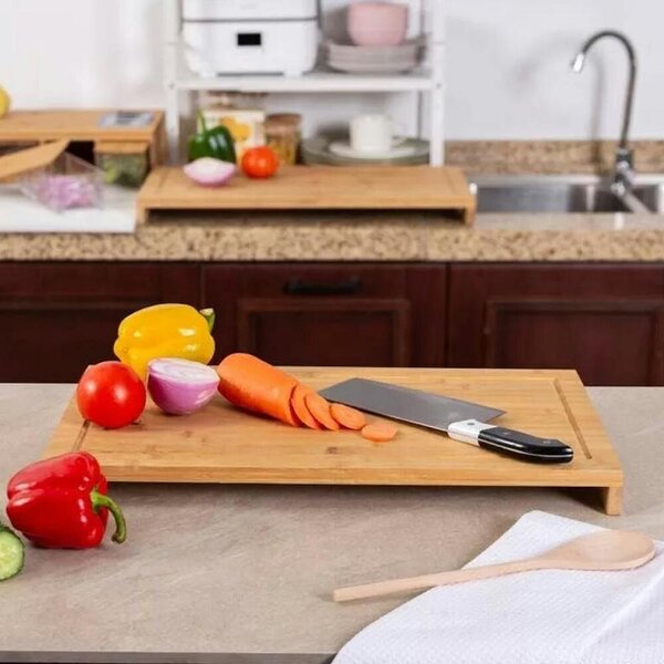 Havendro Set of 2 Bamboo Chopping Board Induction Ceramic Hob Cover Worktop Saver