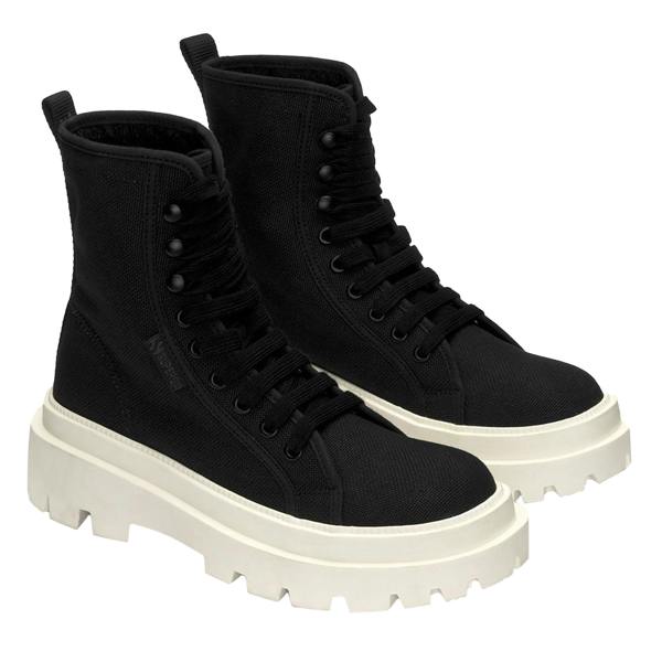 Superga Womens/Ladies 3051 Alpina Apex Shoes - Black/White Avorio - 