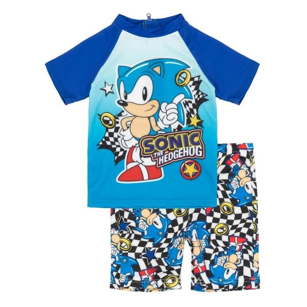 Sonic The Hedgehog Boys Ring Two-Piece Swimsuit - Blue/Black