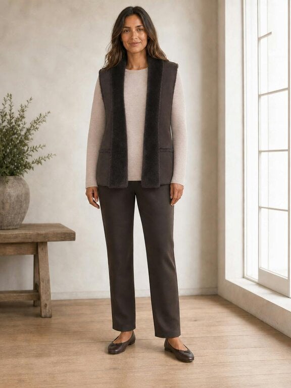 TIGI Suedette And Faux-fur Gilet