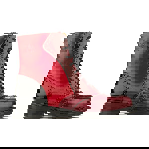 Embassy London Brick Lane Boots - Claret - Women's dark red leather oxford boot with brogue styling