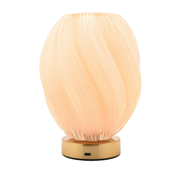 Hestia Swirl Glass LED Rechargeable Touch Lamp