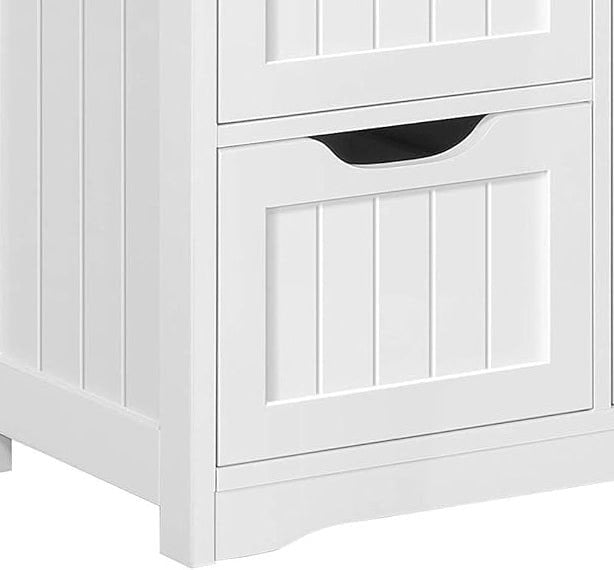Modcraft Bathroom Floor Cabinet Wooden Freestanding Storage with 4 Drawers & 1 Door Adjustable Shelf – White