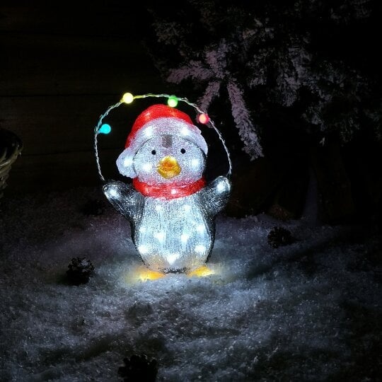 Samuel Alexander 30cm Festive Acrylic Lit Penguin Indoor Outdoor Christmas Decoration with 40 LED