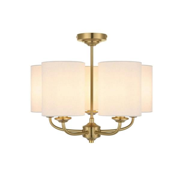 COSYLYTE Winston 5 Light Faux Linen Drum Shade Ceiling Light
