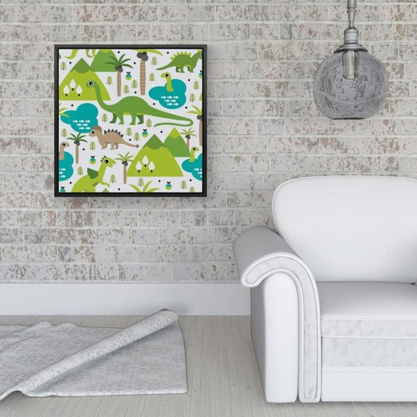 Warren Reed Baby Dinosaur Print Framed Canvas