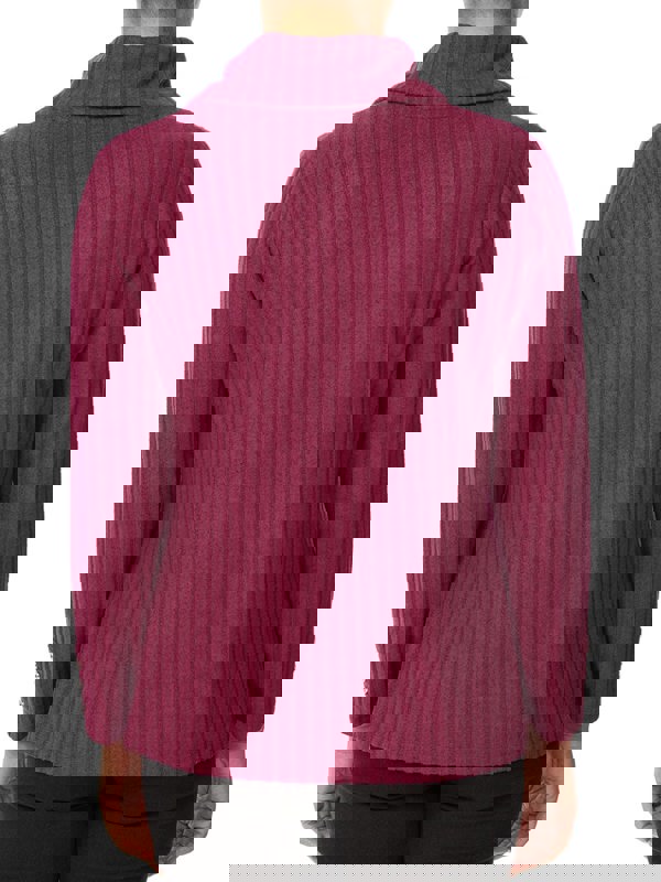 PennyPlain Cuff Detail Cowl Neck Top - Berry