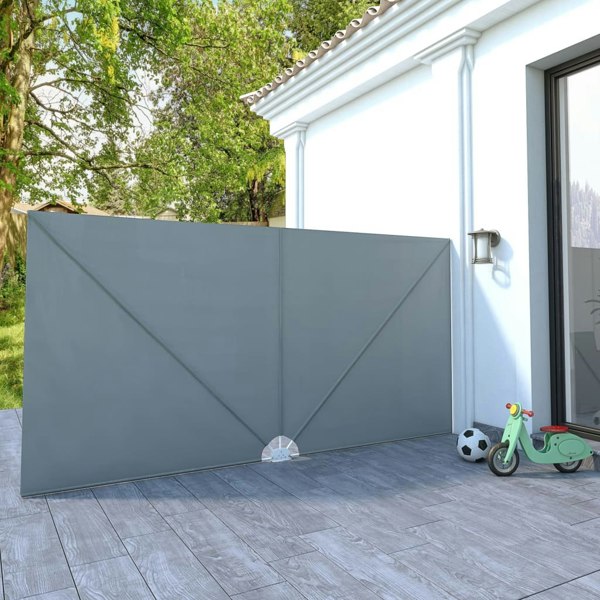 Berkfield Collapsible Terrace Side Awning Grey 400x200 cm