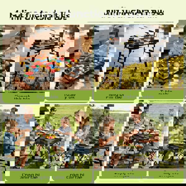 Levede Folding Camping Table Adjustable Height Aluminium Picnic Desk Black 90cm