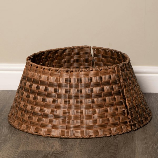 Samuel Alexander 40/58cm Samuel Alexander Medium KD Plastic Wicker Rattan Woven Christmas Tree Skirt in Brown