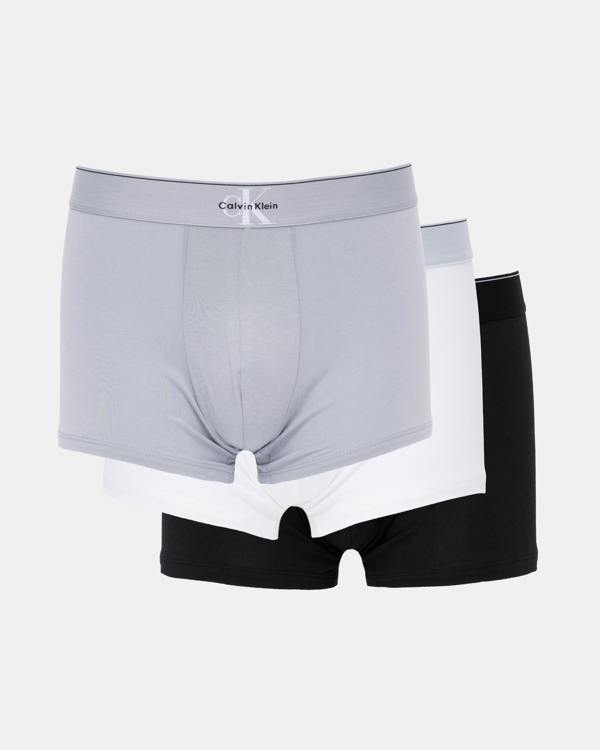 Calvin Klein 3-Pack Graphic Monogram Mens Cotton Trunks - Black