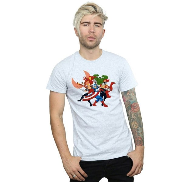Marvel Mens Avengers Assemble Comic Team T-Shirt - Sports Grey