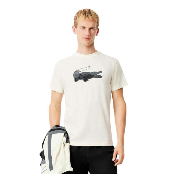 Lacoste Mens Crocodile Print Jersey T-Shirt - White - 