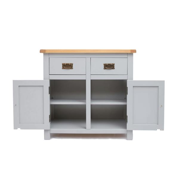 Cabinet Bits Argenta Light Grey 2 Drawer 2 Door Sideboard Brass Drop Handle