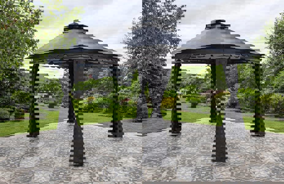 Monaco Garden Gazebo with Curtains - Powder Coated Steel Frame 3m x 3m / 4m x 3m The Garden Furniture Shop