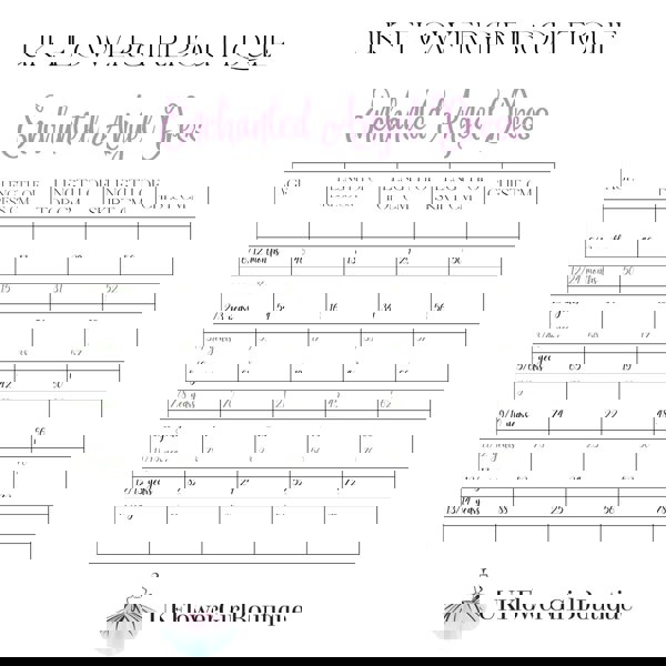 Measurement chart for 'Enchanted Angel Dress' by UK FlowerGirlBoutique with age and dress dimensions.