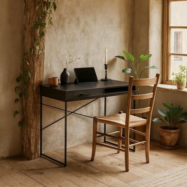 Wyld Haus El Paso Black Wooden 1 Drawer Office Desk